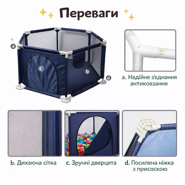 Дитячий манеж Terrio з сіткою та дверцятами 130&times;66 см Рожевий TQ-326P фото