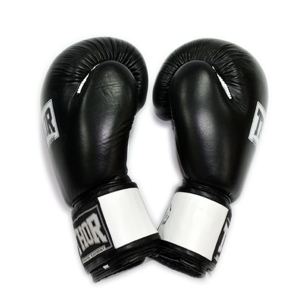 Рукавички боксерські THOR SPARRING 14oz / шкіра / чорно-білі 4231-1888 фото