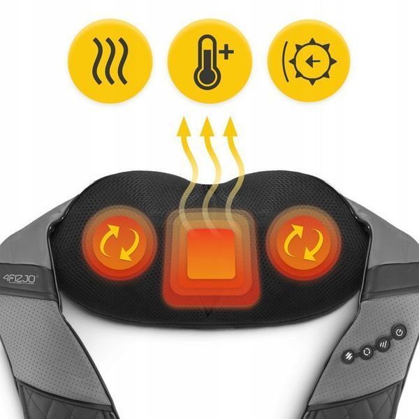 Накидка-масажер 4FIZJO Shiatsu Luxury+ для шиї та спини, акумуляторний Grey (P-5907739319104) 148043-2692 фото