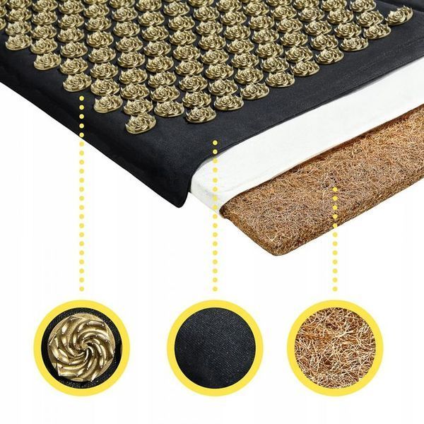 Килимок акупунктурний з подушкою 4FIZJO Eco Mat XL Аплікатор Кузнєцова Black/Gold (P-5907739313591) 154219-2692 фото