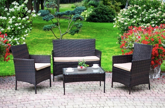 Садові меблі Chomik GARDEN LINE RAVELLO коричнево-кремові 4+1 диван та 2 крісла 103940-1664 фото