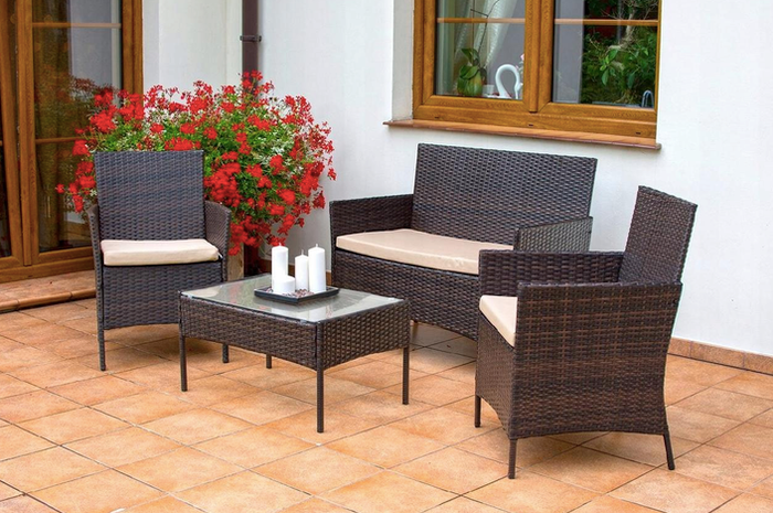 Садові меблі Chomik GARDEN LINE RAVELLO коричнево-кремові 4+1 диван та 2 крісла 103940-1664 фото