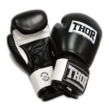 Рукавички боксерські THOR SPARRING 16oz / шкіра / чорно-білі 4232-1888 фото