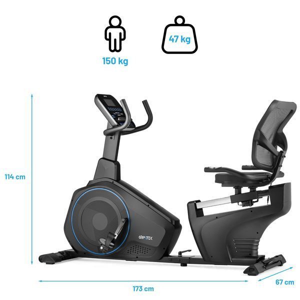 Горизонтальний велотренажер Gymtek XBR6000 електромагнітний синій 5905884424568 фото