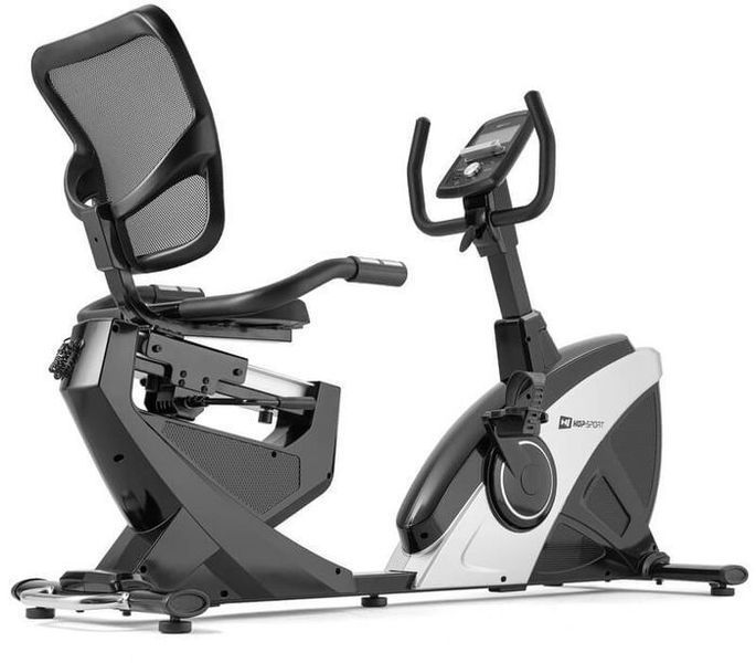 Горизонтальний велотренажер електромагнітний + мат HS-070L Helix iConsole+ Сріблястий 2103-1664 фото