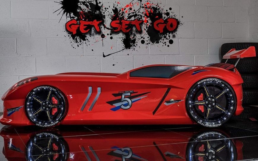 Дитяче ліжко машина з підсвічуванням Jaguar Spedy boy, червона Туреччина 101301-3056 фото