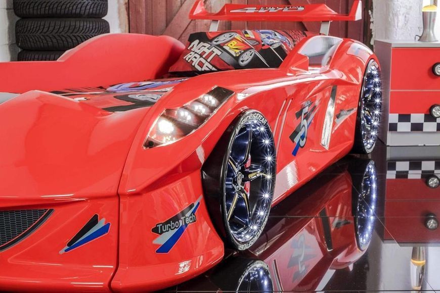 Дитяче ліжко машина з підсвічуванням Jaguar Spedy boy, червона Туреччина 101301-3056 фото