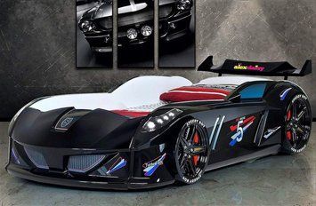 Дитяче ліжко машина, з підсвічуванням Jaguar Speedy boy, чорна Туреччина 101303-3056 фото
