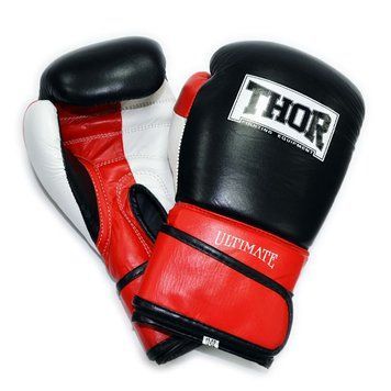 Рукавички боксерські THOR ULTIMATE 10oz / шкіра / біло-чорно-червоні 149496-1888 фото