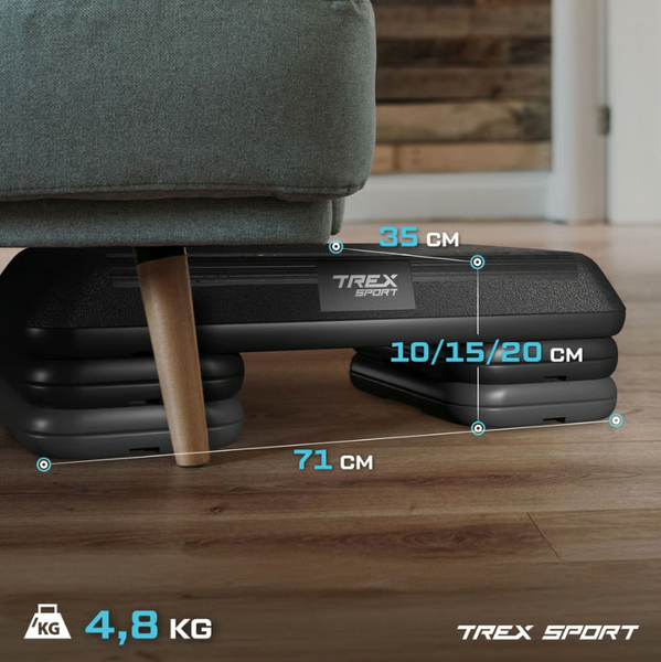 Степ платформа Trex Sport TX-038PAS до аеробіки 3-рівнева чорна 5902308235342 фото