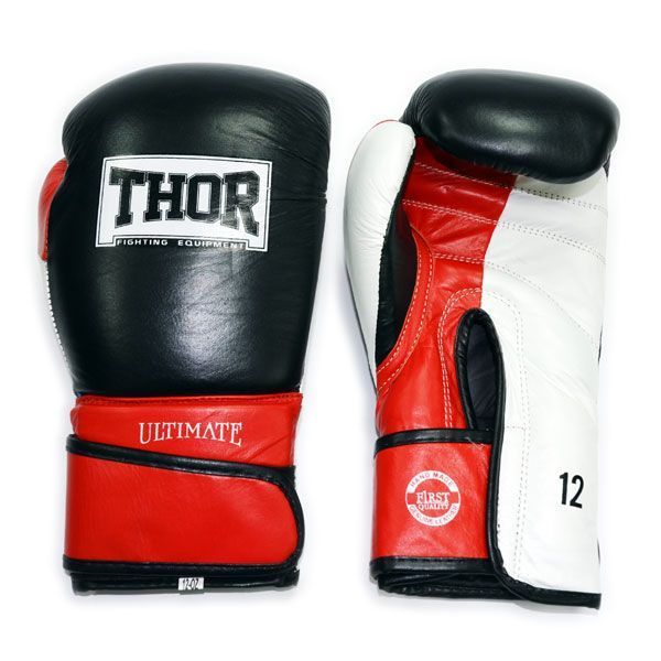 Рукавички боксерські THOR ULTIMATE 10oz / шкіра / біло-чорно-червоні 149496-1888 фото