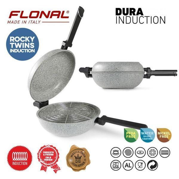 Сковорода подвійна Flonal Dura Induction Rocky Twins 28 см з решіткою (RKIWP2830) 149249-1106821 фото