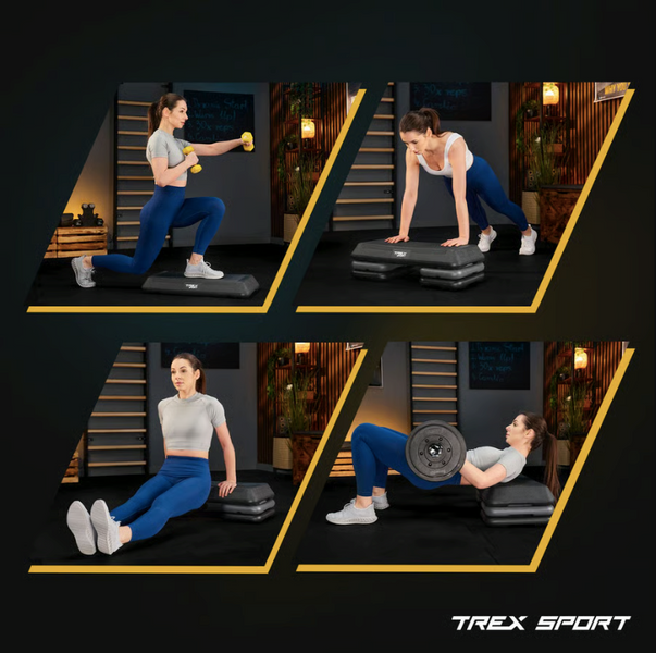 Степ платформа Trex Sport TX-038PAS до аеробіки 3-рівнева чорна 5902308235342 фото