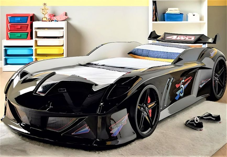 Дитяче ліжко машина, з підсвічуванням Jaguar Speedy boy, чорна Туреччина 101303-3056 фото
