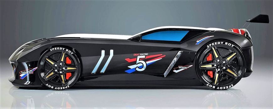 Дитяче ліжко машина, з підсвічуванням Jaguar Speedy boy, чорна Туреччина 101303-3056 фото