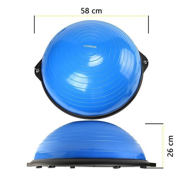 Балансувальна платформа Cornix Bosu Ball 58 см з еспандерами XR-0457 Blue XR-0457 фото