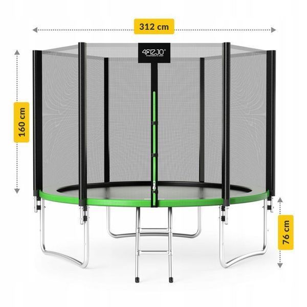 Батут із зовнішньою сіткою 4FIZJO Classic 10FT 312 см Black/Green (P-5907739314130) 154719-2692 фото