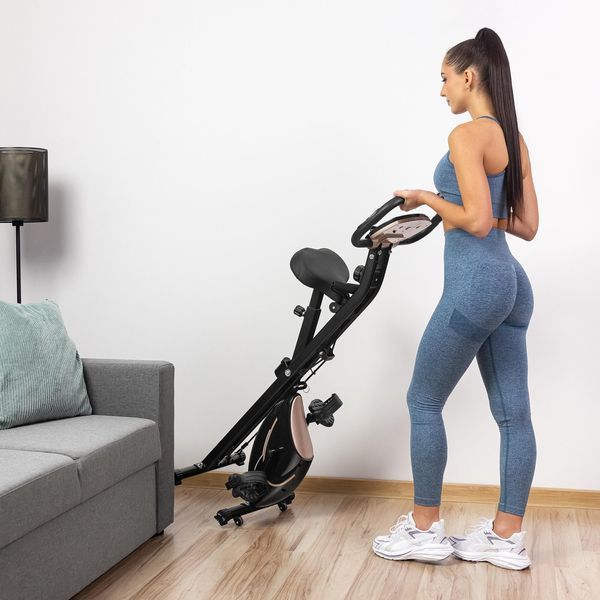 Велотренажер Gymtek FX600 магнітний складний з еспандерами золотий 21337-1664 фото