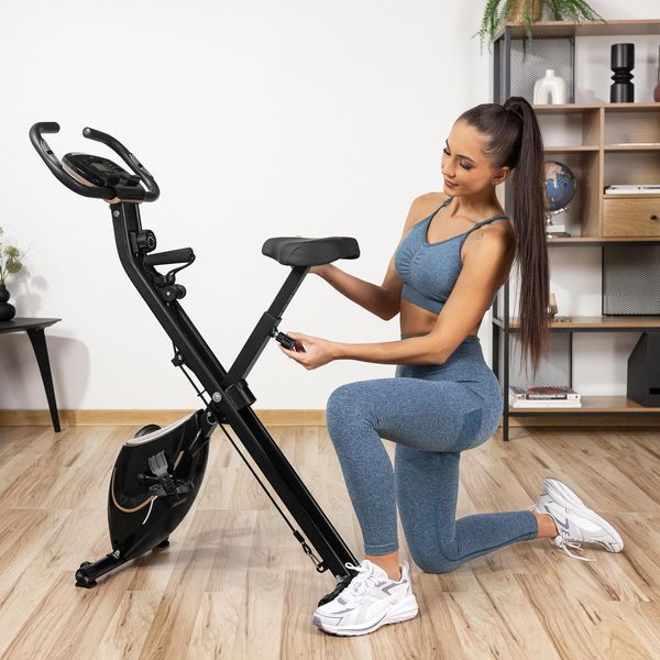 Велотренажер Gymtek FX600 магнітний складний з еспандерами золотий 21337-1664 фото
