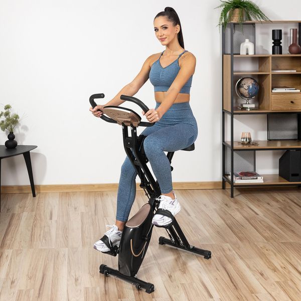 Велотренажер Gymtek FX600 магнітний складний з еспандерами золотий 21337-1664 фото