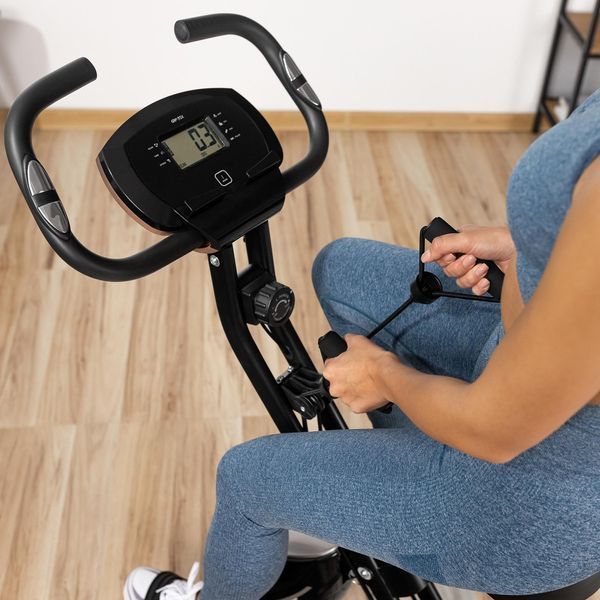 Велотренажер Gymtek FX600 магнітний складний з еспандерами золотий 21337-1664 фото