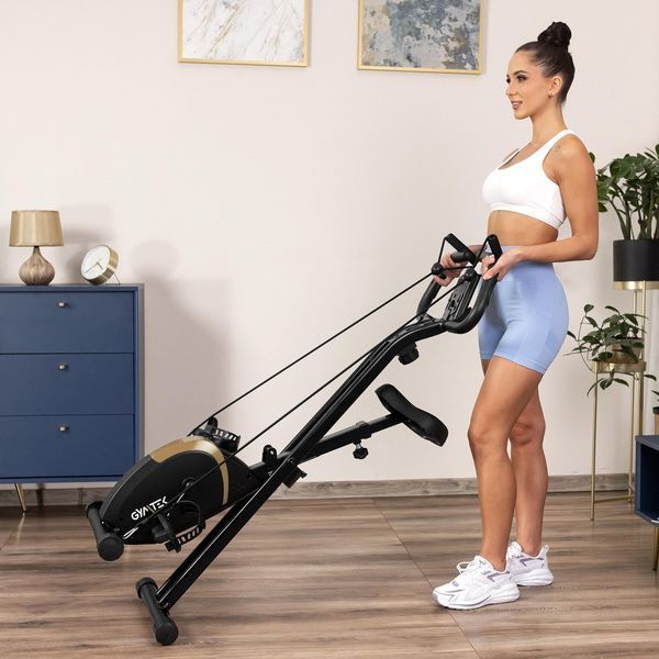 Велотренажер Gymtek FX800 магнітний складний з еспандерами золотий 55109-1664 фото