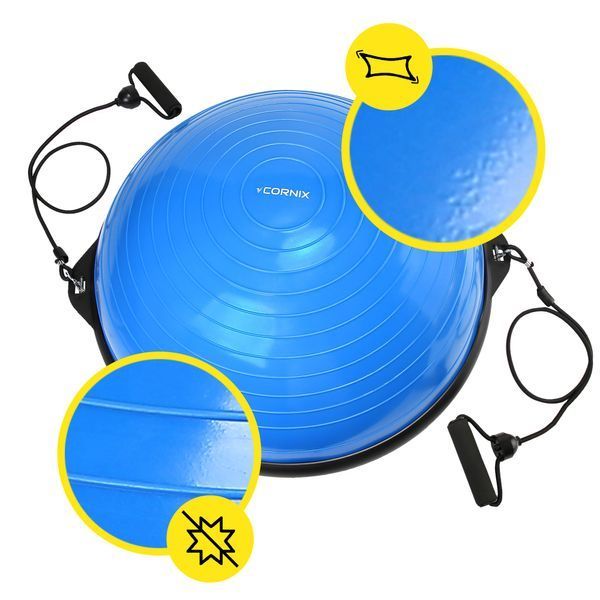 Балансувальна платформа Cornix Bosu Ball 58 см з еспандерами XR-0457 Blue XR-0457 фото