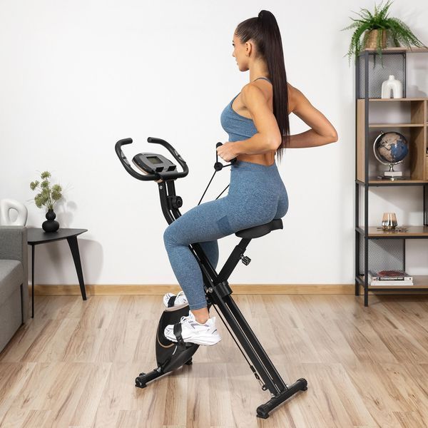 Велотренажер Gymtek FX600 магнітний складний з еспандерами золотий 21337-1664 фото