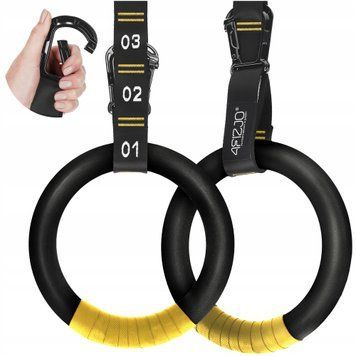 Гімнастичні кільця 4FIZJO, регульовані, ABS пластик, Black/Yellow, для кросфіту та калістеніки P-5905973406109 фото