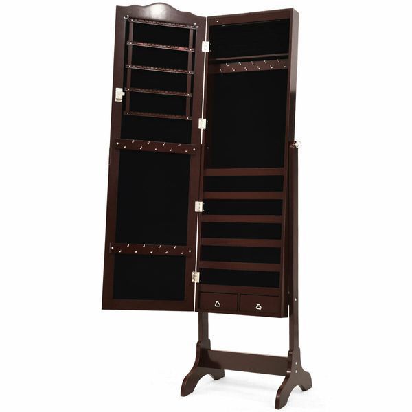 Дзеркало шафа підлогова Costway Antique для біжутерії коричневий JV10771CF фото