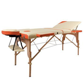 Масажний стіл inSPORTline Japane 3-Piece Wooden біло-оранжевий 9408-2 фото