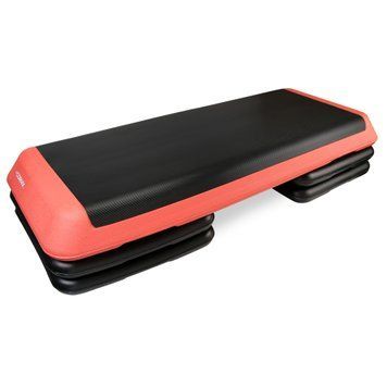 Степ-платформа Cornix Pro 3-ступінчаста 109x41x10-20 см &ndash; регульована платформа для аеробіки та силових вправ, чорна/червона XR-0404 фото