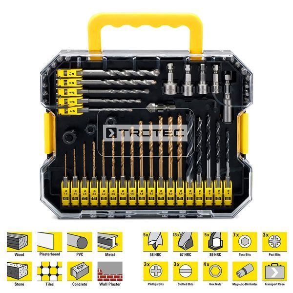 Набір біт і свердел Trotec 49 pieces Hexagon Shank Drill and Bit Set (6200001160) DAS302819 фото