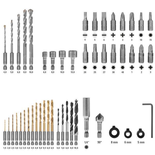 Набір біт і свердел Trotec 49 pieces Hexagon Shank Drill and Bit Set (6200001160) DAS302819 фото