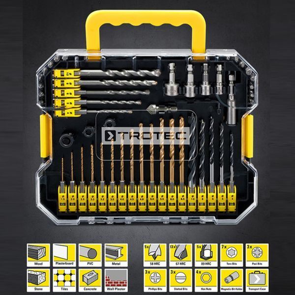 Набір біт і свердел Trotec 49 pieces Hexagon Shank Drill and Bit Set (6200001160) DAS302819 фото