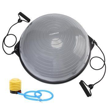 Балансувальна платформа (півсфера) Cornix Bosu Ball XR-0455 58 см з еспандерами сірий XR-0455 фото