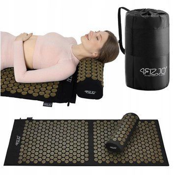 Килимок акупунктурний з валиком 4FIZJO Classic Mat XL Аплікатор Кузнєцова Black/Gold (P-5907739315052) 154224-2692 фото