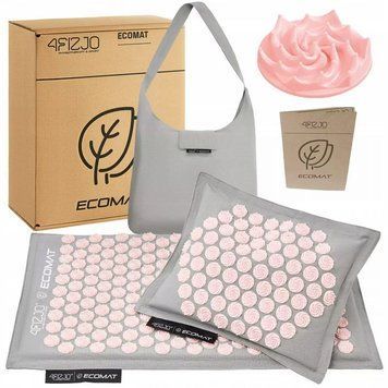Килимок акупунктурний з подушкою 4FIZJO Eco Mat Аплікатор Кузнєцова Grey/Pink (P-5907739312174) 145447-2692 фото