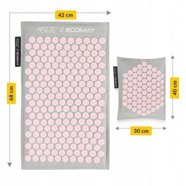 Килимок акупунктурний з подушкою 4FIZJO Eco Mat Аплікатор Кузнєцова Grey/Pink (P-5907739312174) 145447-2692 фото