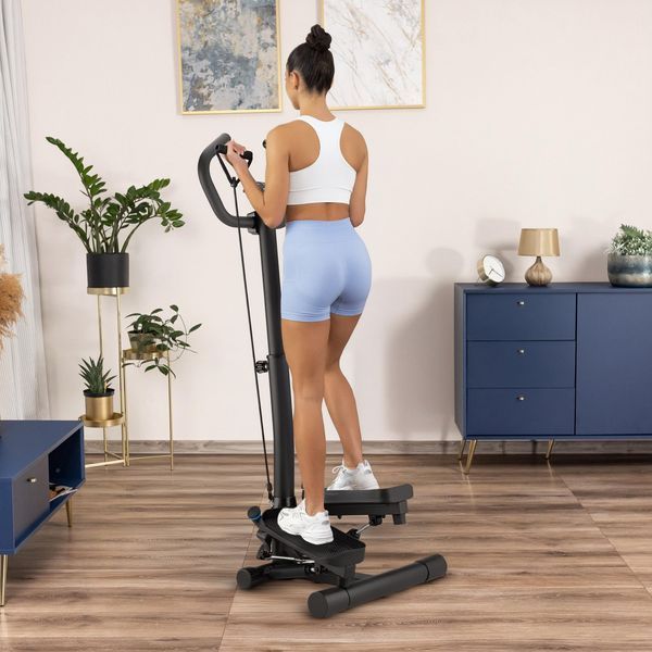 Степпер Gymtek XST900 чорний &ndash; комплексний домашній тренажер з рукоятками та еспандерами 5905884423172 фото