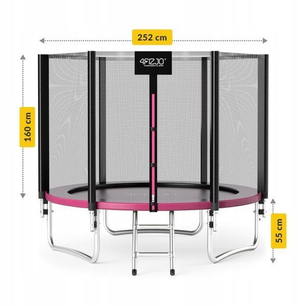 Батут із зовнішньою сіткою 4FIZJO Classic 8FT 252 см Black/Pink (P-5907739314536) 154721-2692 фото