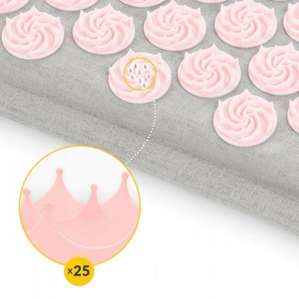 Килимок акупунктурний з подушкою 4FIZJO Eco Mat Аплікатор Кузнєцова Grey/Pink (P-5907739312174) 145447-2692 фото