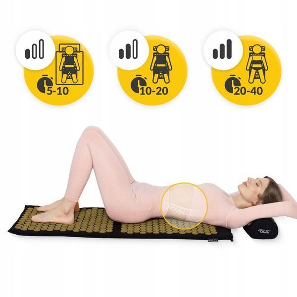 Килимок акупунктурний з валиком 4FIZJO Classic Mat XL Аплікатор Кузнєцова Black/Gold (P-5907739315052) 154224-2692 фото