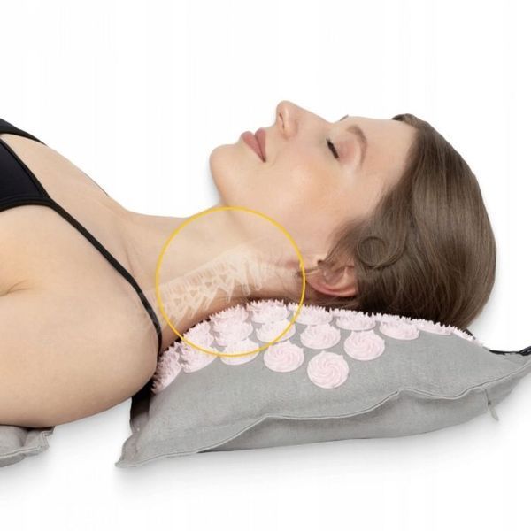 Килимок акупунктурний з подушкою 4FIZJO Eco Mat Аплікатор Кузнєцова Grey/Pink (P-5907739312174) 145447-2692 фото