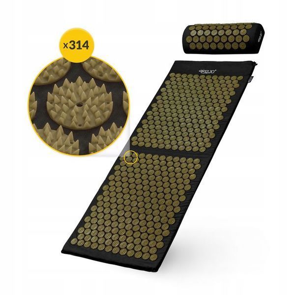 Килимок акупунктурний з валиком 4FIZJO Classic Mat XL Аплікатор Кузнєцова Black/Gold (P-5907739315052) 154224-2692 фото