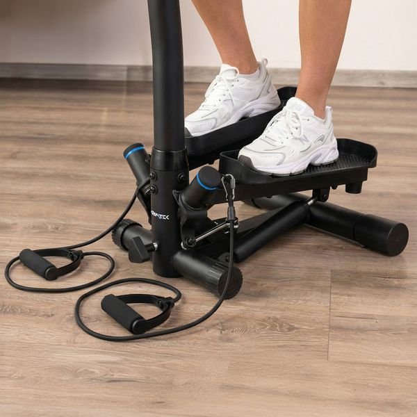 Степпер Gymtek XST900 чорний &ndash; комплексний домашній тренажер з рукоятками та еспандерами 5905884423172 фото