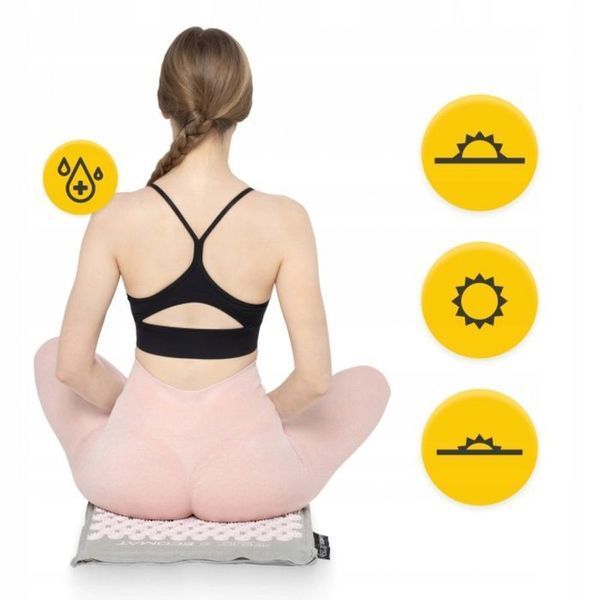 Килимок акупунктурний з подушкою 4FIZJO Eco Mat Аплікатор Кузнєцова Grey/Pink (P-5907739312174) 145447-2692 фото