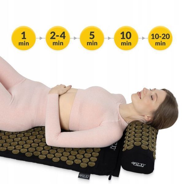 Килимок акупунктурний з валиком 4FIZJO Classic Mat XL Аплікатор Кузнєцова Black/Gold (P-5907739315052) 154224-2692 фото