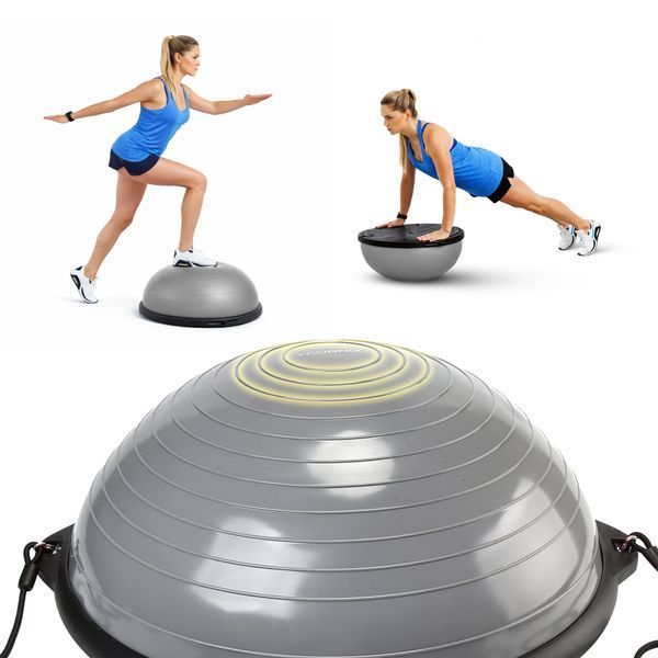 Балансувальна платформа (півсфера) Cornix Bosu Ball XR-0455 58 см з еспандерами сірий XR-0455 фото