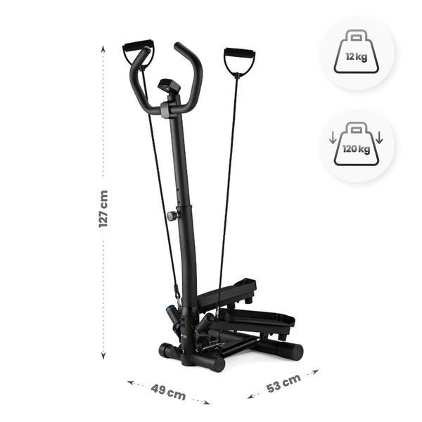 Степпер Gymtek XST900 чорний &ndash; комплексний домашній тренажер з рукоятками та еспандерами 5905884423172 фото